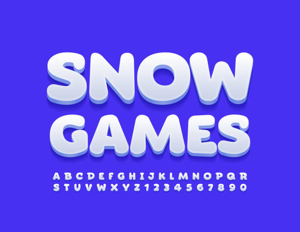 ベクトル遊び心サイン雪のゲーム。コミックモダンアルファベット文字と数字セット - snowball点のイラスト素材／クリップアート素材／マンガ素材／アイコン素材