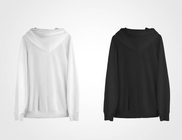 istock Male white, black hoodie template, back view, isolated on background. 1287423207