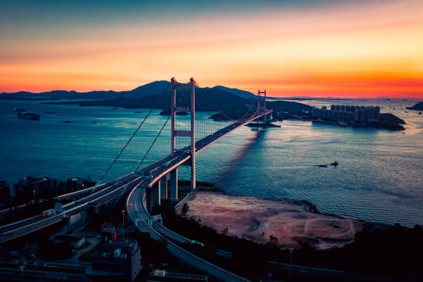 istock Tsing Ma bridge in Hong Kong under sunset 1287424582