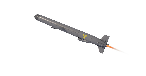 Nuclear Cruise missile isolated on white background. 3D render