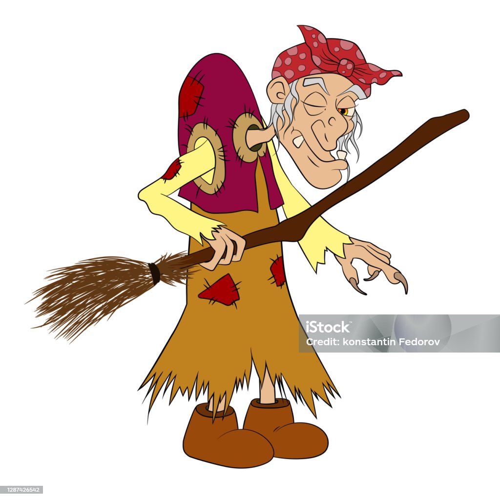 Cartoon Baba Yaga Witch From Russian Folk Tales Vector Stock Illustration -  Download Image Now - iStock