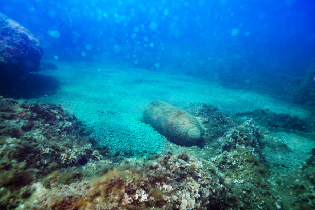 Bomb wreck shell laying in the sea bed, Croatia