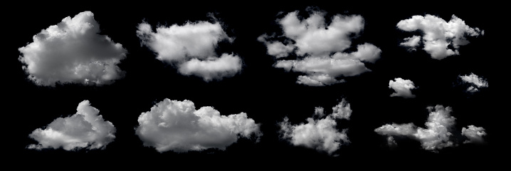 Las nubes se establecen aisladas sobre fondo negro. photo