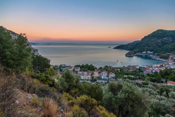 istock Landscape with sea and mountains at sunset. Turkey 1287430443