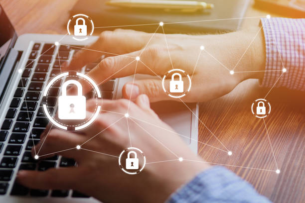 istock Concept of cyber protection of personal data using laptop 1287431947