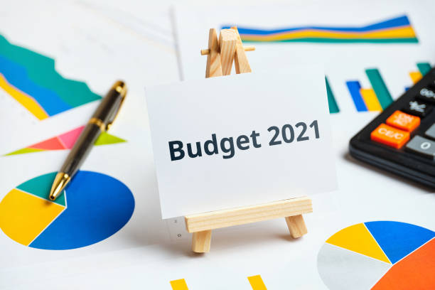 2021 budget concept on paper charts and reports