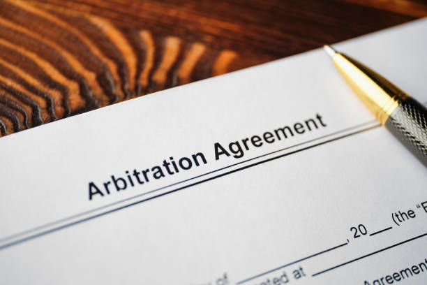 The document Arbitration Agreement is ready for signing stock photo