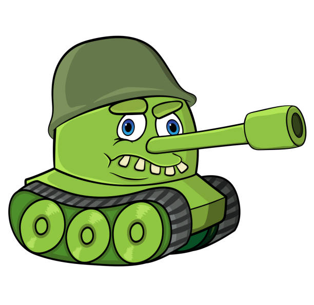 Cartoon Battle Tank With A Wacky Faceisolated On A White Backgroundvector  Stock Illustration Stock Illustration - Download Image Now - iStock