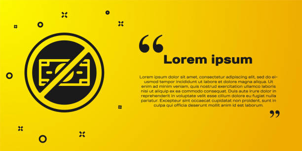 istock Black No money icon isolated on yellow background. Prohibition of money. Vector 1287434062