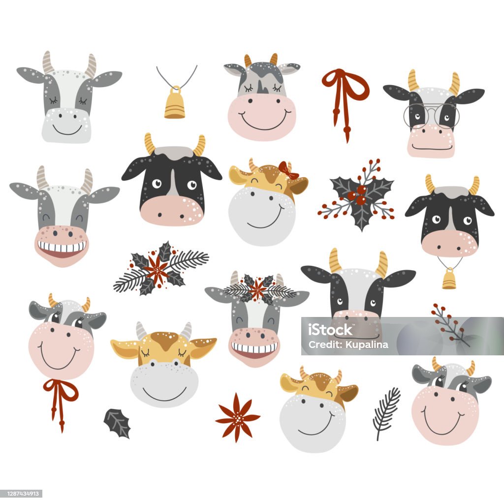 Ilustración de Ilustración De Vacas Caras Graciosas Conjunto De Vacas De  Dibujos Animados y más Vectores Libres de Derechos de Carne de vaca - iStock