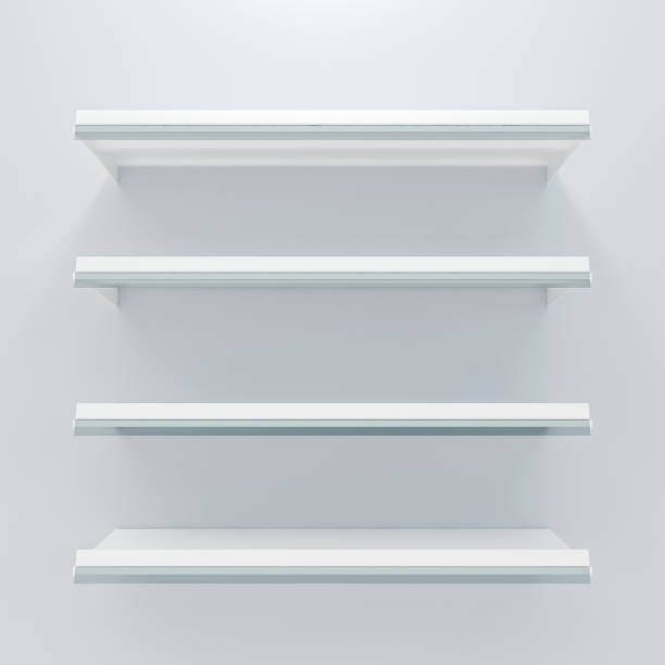 istock Empty shelves in a store with price tags 1287435809