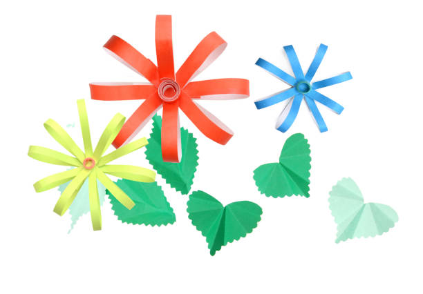 istock A folded paper flower and leaves frame with clipping path, isolated white 1287436014
