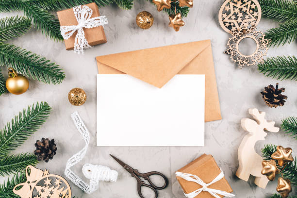 istock Christmas composition of fir tree branches and decorations. 1287437367