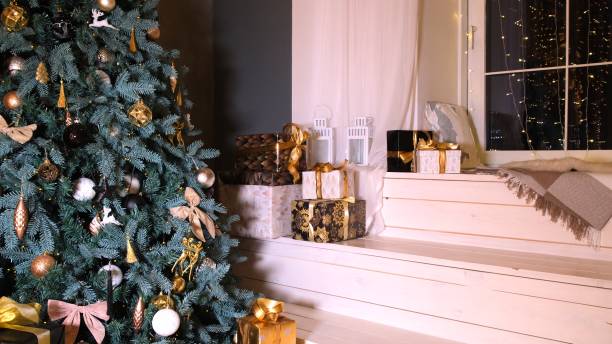 istock Christmas Presents and Gifts under Tree, Winter Holiday Concept 1287437422