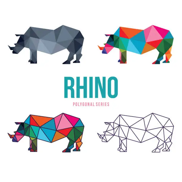 Vector illustration of Animal low poly set