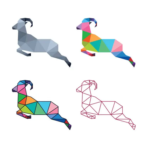 Vector illustration of Animal low poly set