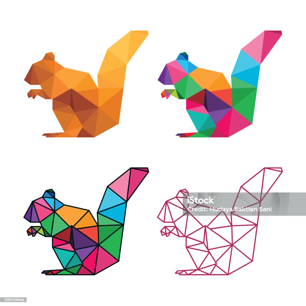 Animal Low Poly Set Stock Illustration - Download Image Now - Squirrel, Low- Poly-Modelling, Origami - iStock