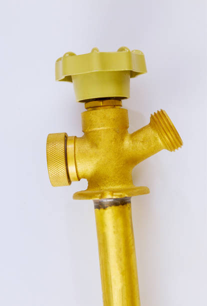 Multi turn brass hose bibb valve of plumbing supply systems on isolated white background. Multi turn brass hose bibb valve in the plumbing supply systems on isolated white background. multi medal stock pictures, royalty-free photos & images