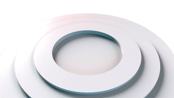 istock Computer generated a set of abstract circles on different levels. 3d rendering of elegant white background 1287440124