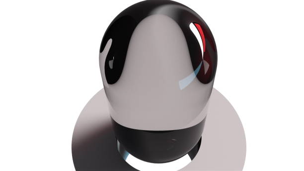 istock 3D rendering abstract background. Computer generated vertical tube and glass ball 1287440173