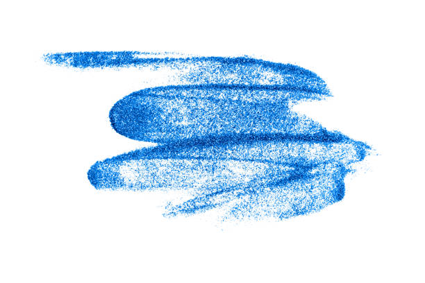 istock Beautiful textured trendy blue stroke isolated on white background. Bright shiny smear of glitter. Makeup. Cosmetic products. Sparkly eyeshadow. Template, banner. Color of year 2020. 1287440196