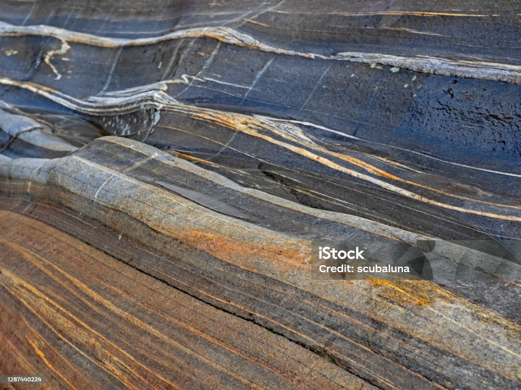 Grain in the orthogneiss, Maserung im Orthogneis Gneiss Stock Photo