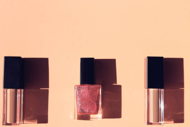 istock Set of decorative cosmetics on colorful pastel background. 1287440330