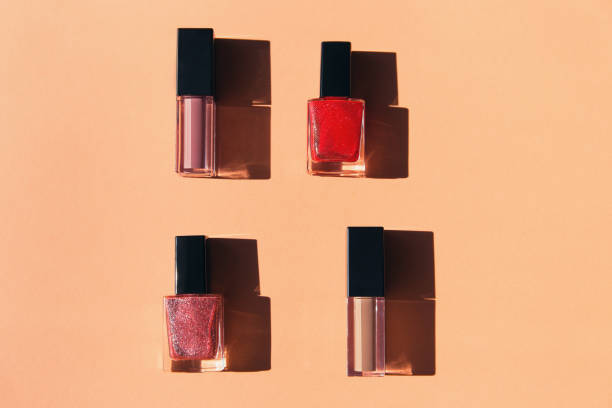 istock Set of decorative cosmetics on colorful pastel background. 1287440349