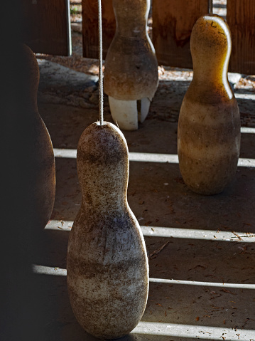the old cones of the outdoor bowling alley