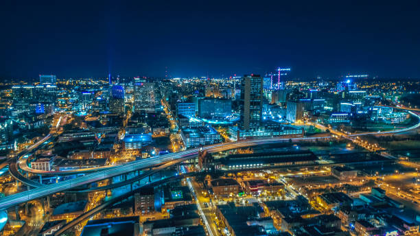 Aerial of Richmond, Virginia at Night