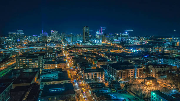 Aerial of Richmond, Virginia at Night