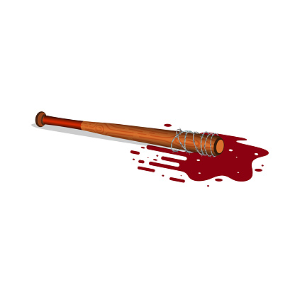 Baseball Bat With Barbed Wire And A Puddle Of Blood Stock Illustration