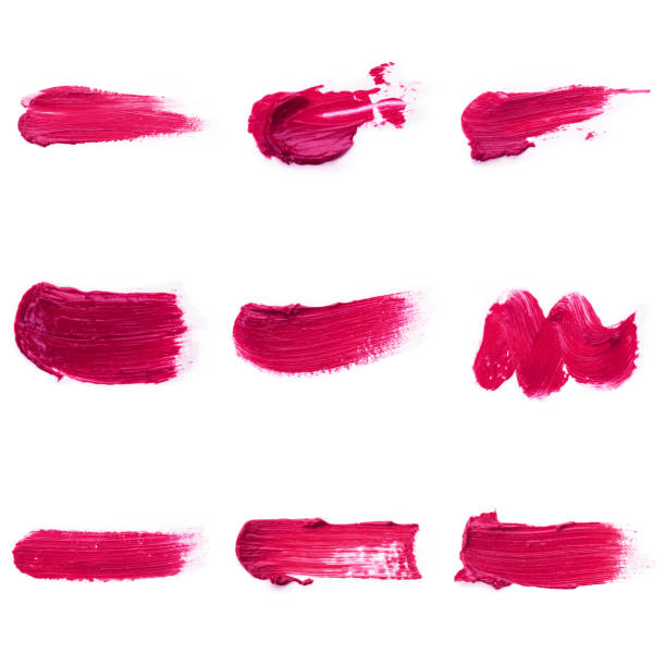 istock Red colored brush stroke paiting over isolated background, canvas watercolor texture, red lipstick smudge 1287445576