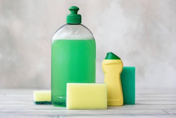 istock kitchen dishwashing detergent, cleaning powder and sponge 1287447740