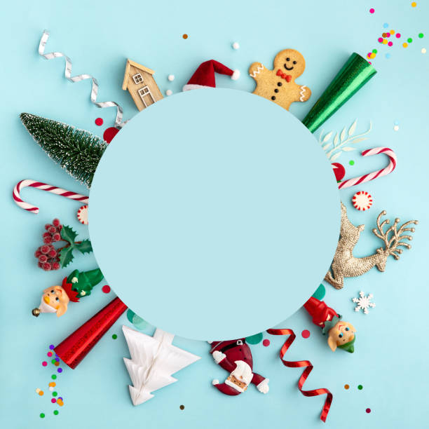 istock Christmas ornament flatlay background 1287448442