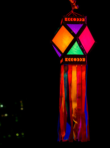 Traditionally Handmade Indian Colorful Lantern Shot on Diwali, India