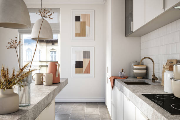 Modern kitchen interior stock photo