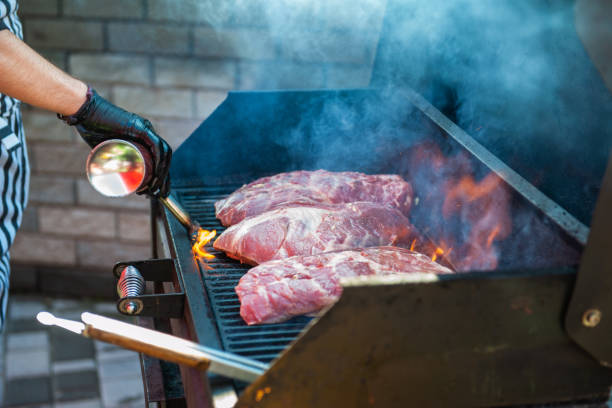 istock Pork meat steaks on the grill 1287453249