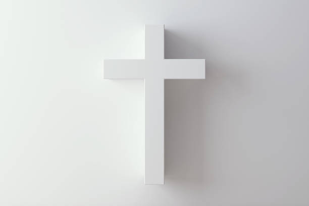 istock White cross on a white background, religious symbol, 3D Render, 3D illustration 1287453340