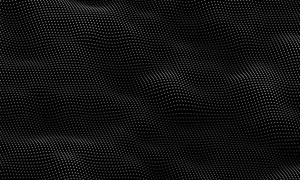 ilustrações de stock, clip art, desenhos animados e ícones de particle wave background. abstract dynamic mesh. big data technology. vector grid illustration. - quantum computing