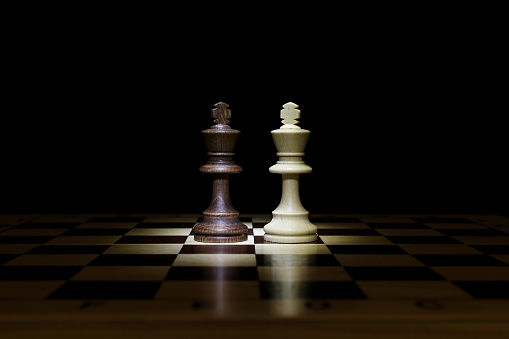 Two Chess Kings Are On Chessboard Stock Photo - Download Image Now