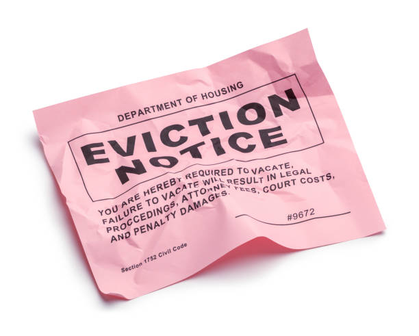 Eviction Notice Department of Housing Eviction Notice Cut Out on White. information sign stock pictures, royalty-free photos & images