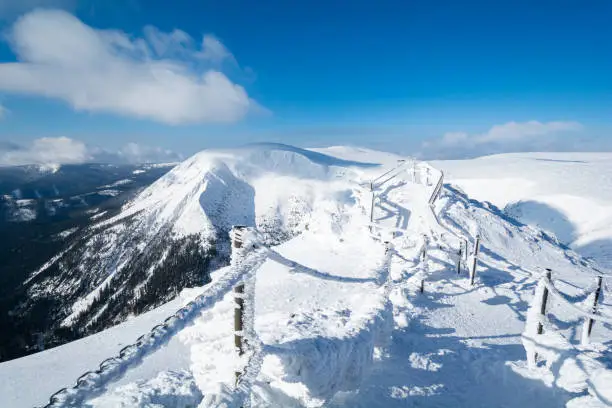 winter in sunny day in Karkonosze mountain