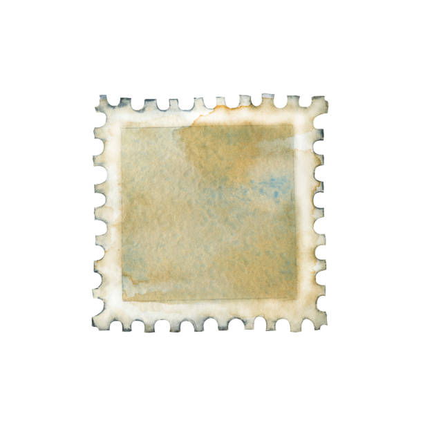 Blank letterhead postage stamp. Watercolor hand drawn illustration isolated on white background. Mail design, postal correspondence, scrapbooking, handmade, postcards, envelopes Blank letterhead postage stamp. Watercolor hand drawn illustration isolated on white background. Mail design, postal correspondence, scrapbooking, handmade, postcards, envelopes. perforated paper pictures stock illustrations