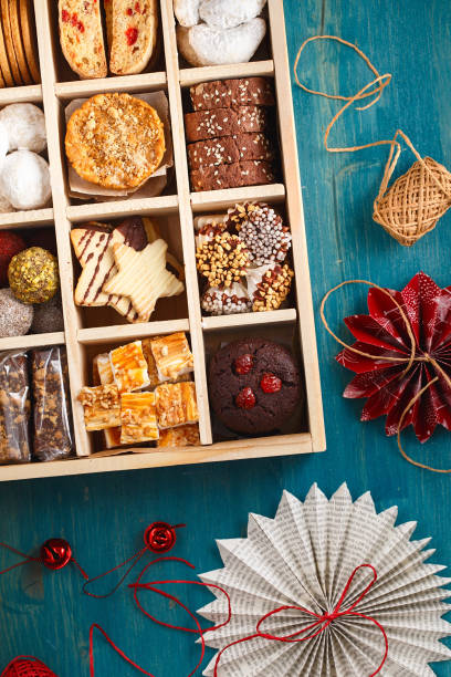 istock Christmas Shortbread Biscuits Cookies Assortment. Holiday Cookie Box. Assorted Christmas homemade cookies in wooden box. Sweet biscuits in a big wooden box. Christmas dessert table. Gift idea 1287462353