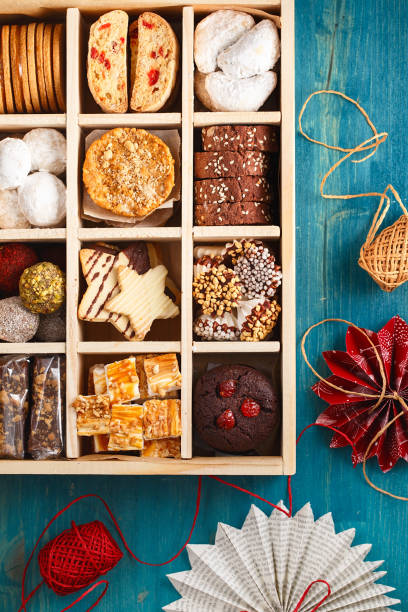 istock Christmas Shortbread Biscuits Cookies Assortment. Holiday Cookie Box. Assorted Christmas homemade cookies in wooden box. Sweet biscuits in a big wooden box. Christmas dessert table. Gift idea 1287462376