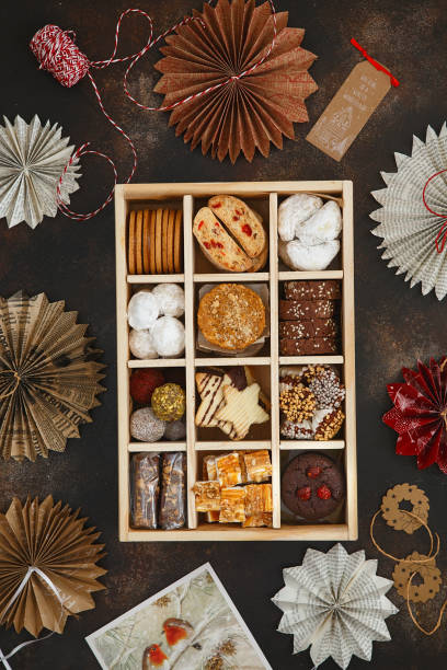 istock Christmas Shortbread Biscuits Cookies Assortment. Holiday Cookie Box. Assorted Christmas homemade cookies in wooden box. Sweet biscuits in a big wooden box. Christmas dessert table. Gift idea 1287462388