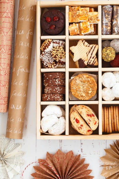 istock Christmas Shortbread Biscuits Cookies Assortment. Holiday Cookie Box. Assorted Christmas homemade cookies in wooden box. Sweet biscuits in a big wooden box. Christmas dessert table. Gift idea 1287462400