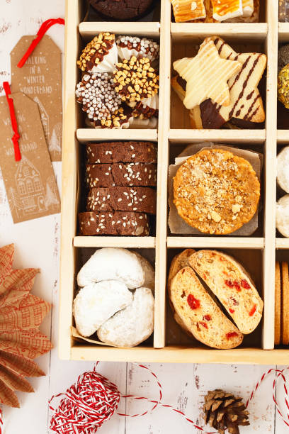 istock Christmas Shortbread Biscuits Cookies Assortment. Holiday Cookie Box. Assorted Christmas homemade cookies in wooden box. Sweet biscuits in a big wooden box. Christmas dessert table. Gift idea 1287462412