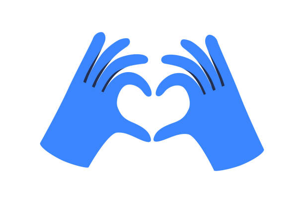 Gloved hands making heart sign vector art illustration